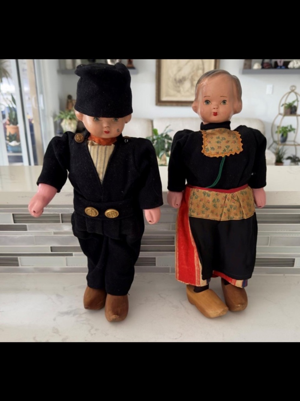 Antique Rozetta Holland Composition Walking Doll Pair | Man & Woman|Heads Move